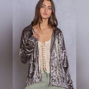POL Crushed Velvet Zip Up Hoodie *NWT*